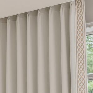 VisionaryHomeDesign X Kinsey Walsh Lilly Room Darkening Curtain Pair, Pinch Pleat Memory Trained Drapes,Designer Curtains with Trim for Home Decor (Soft Cream, 50” w x 108” L)