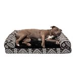 Furhaven Large Orthopedic Dog Bed Plush & Southwest Kilim Decor Sofa-Style w/Removable Washable Cover - Black Medallion, Large