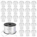 24 PCS Balloon Weights Metallic Anchor, Balloon Holder Heavy Weights with and 1 Roll White Crimped Ribbon for Balloons Table Party Favor Birthday Decor(White)