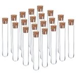 PATIKIL 10ml Plastic Test Tubes with Cork Stoppers, 20Pcs 100x16mm Tubes for Scientific Party Decoration Candy Bead Storage Bath Salt Lab Use, Clear