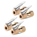 CZC AUTO Heavy Duty Brass Air Chuck, Closed Flow Straight Tire Chuck with Lock-on Clip, 1/4" FNPT Tyre Chuck for Tire Inflator Pressure Gauge Air Pump Compressor Accessories (Brass, 4 Pack)