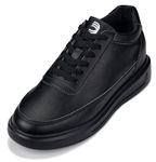 CALTO Men's Invisible Height Increasing Elevator Shoes - Pitch Black Light-Weight Lace-up Leather Sporty Sneakers - 2.8 Inches Taller - X1646 - Size 9 D(M) US