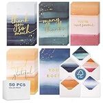 VNS Creations Bulk Set of 50 Assorted 4 x 6 Inch Thank You Cards - Ideal for Employee Recognition - Staff Appreciation - and as Employee Appreciation Cards - Includes Gold Foil Notecards - Envelopes