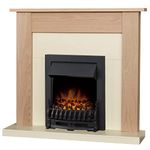 Adam Southwold Fireplace in Oak & Cream with Blenheim Electric Fire in Black, 43 Inch