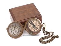 Roorkee Instruments Solid Brass Directional Magnetic Compass Antique Nautical Vintage Quote Engraved with Thoreau's Scripture, Baptism Gifts with Rosewood Case for Son