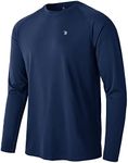 TBMPOY Men's Hiking Shirts Waterproof Dry Fit Athletic T-Shirts SPF Long Sleeve Safari Shirts Outdoor Work Swim Fishing Tops, 2-navy, Medium