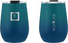 IRON °FLASK Insulated Wine Tumbler with Lid w/Leak-Proof Lid - Keeps Drinks Hot & Cold w/Double Walled, Vacuum Stainless Steel Exterior - Travel Cup - Dark Night, 14 Oz, 2 pack