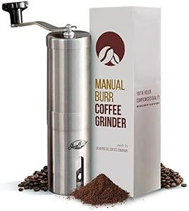 JavaPresse Manual Stainless Steel Coffee Grinder - 18 Adjustable Settings, Portable Conical Burr Grinder for Camping, Travel, Espresso - With Hand Crank