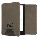 kwmobile Case Compatible with Amazon Kindle Paperwhite 11 Generation 2021 Case - Cover for Kindle Paperwhite Case w/Magnet - Meow Cat Grey/Black