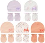 falianni Cute Baby Girl Hats Mittens Set 10-Pack New Born Boy Caps Gloves Suit 0-6 Months Infant Accessories Purple