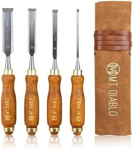 Mt Diablo Wood Chisel Set - 4pc with waxed canvas tool roll. This set of large size chisels come in 4 widths and with a rugged chisel roll. Woodworking chisel set for both Professionals and Hobbyists.