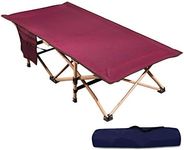 REDCAMP Extra Long Kids Cot for Sleeping 2-7 Years, Portable Travel Toddler Cot Bed with Carry Bag, Lightweight for Outdoor Indoor Home, Wine Red 53''x26''