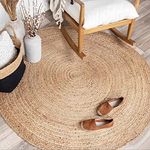 The Home Talk Jute Braided Rug - 150 CM or 5' Round - Handwoven Natural Indoor Jute Rug for a Boho Chic Style - Durable Material Ideal for Living Room, Bedroom, or Dining Room