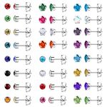 Dochais 24 Pairs Stud Earrings for Women Mens, Hypoallergenic Earrings, Cubic Zirconia Stud Earrings, Diamond Studs Earrings Women, Stainless Steel Earrings Studs, Colorful Stud Earrings 20G