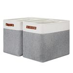 DULLEMELO Extra Large Storage Baskets, Fabric Storage Bins for Organizing Shelves Nursery Toys Books, Closet Baskets and Bins with Handles, White&Grey, 2-Pack