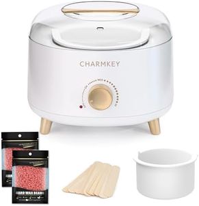 CHARMKEY Waxing Kit for Women Men with 200g Hard Wax Beads, 10 Applicator Sticks, Hair Removal Wax Warmer with 16.91oz Silicone Bowl, Wax Melt Machine at Home for Face, Full Body, Eyebrow, Bikini