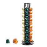 Coffee Capsule Holder Compatible for Nespresso - Coffee Pod Holder Classic 40 pcs Rotating Design Stainless Steel,Coffe Storage Rack for Capsule Holder Nespresso Capsule Storage（Black)