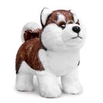 Siberian Husky Plush Toy - Realistic 11" Brown Standing Siberian Husky Puppy Dog Stuffed Animal Cute Dog Pet Toy, Gift Toys for Kids Birthday Christmas