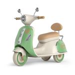 kidsROAR Electric Bike for Kids, Battery Operated Vintage Scooter for Girls and Boys with Music Wide Seat, Safe Bike for Kid, Ages 2-6 Years, Stylish & Fun Design (Green)