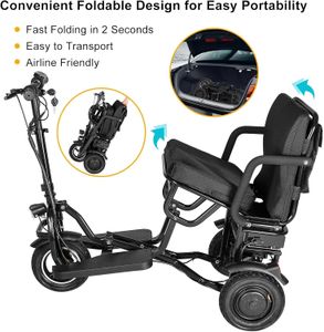 Folding 3-Wheel Mobility Scooter – Lightweight, Portable Electric