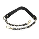 uxcell Purse Chain Strap, 24" 2Pcs Leather Iron Flat Chain Strap Handbag Chains Purse Handles Shoulder Replacement Strap, Black Strap Gold Chain