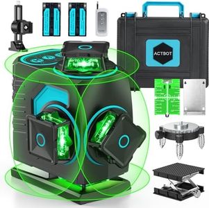 16 Line Laser Level 4x360° Self Leveling ACTBOT Green 4D Laser 3x360° Swivel Level Line Tool 165ft Pulse Mode Cross Tilt Horizontal Vertical Line Remote Controller Switchable 5000mAh All-Inclusive Kit