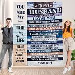 Personalized Throw Blanket to My Husband from Wife, Ultra-Soft Micro Fleece, Father's Day Anniversary Birthday Valentine's Day Gift for Husband