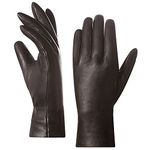 Harssidanzar Women's Winter Warm Driving Leather Cashmere Lined Genuine Lambskin Leather Gloves GL006A, Brown, S