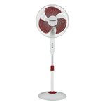 Crompton HISPEED Gale Classic 400 mm Pedestal Fan | Superior Air Delivery | Easy Neck Tilt Mechanism | Adjustable Height | Smooth Oscillation | 2 Year Warranty | White Red