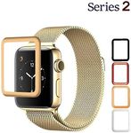 Josi Minea 3D Curved Tempered Glass Screen Protector with Edge to Edge Coverage - Anti-Scratch Ultra Thin Ballistic LCD Cover Guard HD Shield Compatible with Apple Watch Series 2 [ 38mm - Gold ]