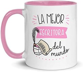 Kembilove Taza de Desayuno de la Mejor Escritora del Mundo – Tazas de Café para Profesionales y Trabajadores para la Oficina – Tazas de Té de Color de Profesiones – Taza de Cerámica de 350 ml