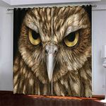 Kids Bedroom Curtains 3D Cute Animal Owl Printing Pattern Eyelet Blackout Curtains - Boys Girls Nursery Home Decor Window Curtains 2 Panels Thermal Insulated Energy 150 X 166 Cm / (W) X (H)