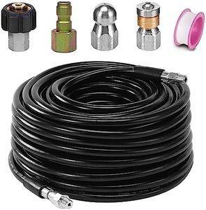 lehom 30M/98FT Sewer Kit for Pressure Washer High Pressure Hose Adaptor Extension Hose 1/4 Inch NPT Button Nose and Rotating Sewer Jetting Nozzle