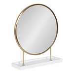 Kate and Laurel Maxfield Round Tabletop Mirror, 18x22, White/Gold