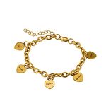 Ruibeila Personalized Bracelet Bangle - Personalized Love Heart Anklet with 1-5 Heart Charm Custom Engraved Name Bracelet Mom Grandma Best Friend Jewelry Gifts for Women Girls Mothers Day Christmas Easter Gift (Gold)