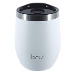 bru Reusable Coffee Cup | Travel Mug | 12oz/340ml | Vacuum Insulated | Stainless Steel | Eco-Friendly Thermal Cup (Siberia White)