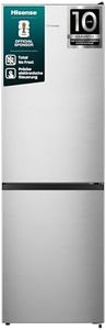 Hisense RB3N300NECA Kühl- Gefrierkombination/Total NoFrost/Türöffnung bis 90°/Multiflow 360°/Flaschenhalter/FreshZone/304L (207+97)/Advanced/BxHxT: 59,5×186×59cm/ Silber [Energieklasse A]