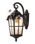 EDISHINE Dusk to Dawn Outdoor Wall Lights, 20.4" H Large Size Exterior Lantern Fixture, Porch Lights Wall Mount, Vintage Roman Wall Lamp, Waterproof Outside Wall Sconce for Front Door Garage, Black