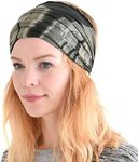 CHARM Womens Bandana Headband Headwrap - Mens Hippie Hair Band Japanese Boho Hand Dye Dread Wrap Black