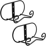 LIONWEI LIONWELI Wall Mount Plate Display Stands - 2 Pack Black Iron Easel Holders - Vertical Wall Hangers for Decorative Plates, Picture Frames, Art