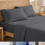 California Design Den King Bed Sheets Set - Soft 100% Organic Cotton Sheets with Deep Pockets, Crisp Percale, Breathable and Durable Bedding Set - Grey