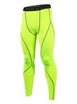 ARSUXEO Men's Compression Tights Running Pants Baselayer Legging K3 Green Size Large