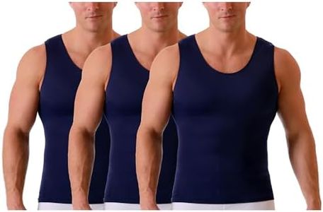 Insta Slim Men’s Compression Shirt Muscle Tank Top - Slimming Body Shaper Undershirt - 3 Pack