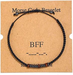 TESTRYE Morse Code Bracelets for Men Women,BFF Morse Code Bracelets with Adjustable String,Inspirational Gifts Bracelets for Women Men Friends (BFF)