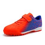 brooman Boys Girls Soccer Shoes Kids Athletic Turf Cleats (13 JA,Orange Blue)