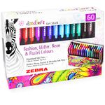 Zebra Doodler'z Gel Stick Pens - 1.0mm - Fashion, Glitter, Neon and Pastel Colours - Gift Box of 60 Pens