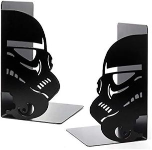 Creative Book Ends, Bookends, Book Ends for Shelves, Non Skid Metal Heavy Duty Bookend for Heavy Books, Book Divider Decorative Holder, Abstract Art Design Book Stopper Supports (Stormtrooper)