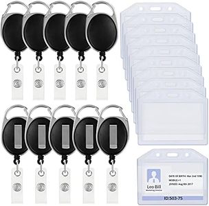 Kurtzy Porta Badge Retrattile per Carta (10pz) - 9 x 6 cm - Porta Tessere Plastica Impermeabile Resistente con Bobina Retrattile Badge Holder - Card Holder Porta Badge Infermiere Orizzontale per Pass