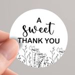 120 x Round Stickers for Wedding Favors, Welcome Stickers for Cake and Sweets - Sweet Thank You Design, Wedding Candy Bag Stickers, 1.6"