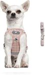 FEimaX No Pull Dog Harness and Leash Set, Soft Padded Pet Plaid Vest Harness for Small Medium Dogs and Cats, Reflective Ajudstable Puppy Harnesses for Walking Training